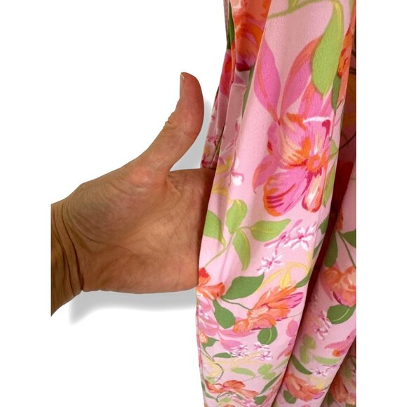 Appleseed's Pink Floral Print Midi Dress with Tie Size 2X 18 20 Summer Plus Size - Picture 3 of 7